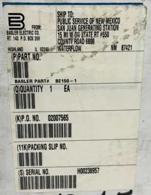 NEW SEALED BASLER ELECTRIC BE150-1 PROTECTIVE RELAY BE1-501 BE1501