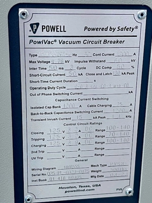 Powell Vacuum Circuit Breaker 05PV50CDRX-4, New Storeroom Spare