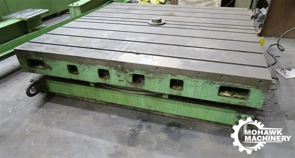 84" X 84" GIDDINGS & LEWIS T-SLOTTED "HYDROSTATIC" HEAVY-DUTY MANUAL ROTARY TABLE w/AIR ACTUATED POWER CLAMPING -50000 LB LOAD CAPACITY