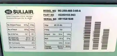 USED SULLAIR RC-250-460-3-60-A