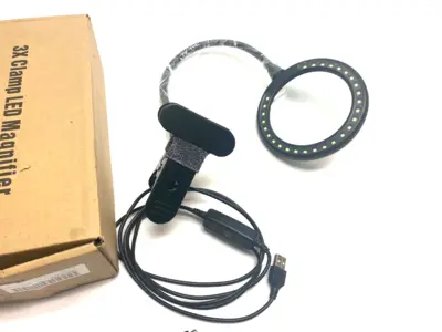 None | 3X Clamp LED Magnifier Lamp 100mm Lens Size 150mm Focus - New