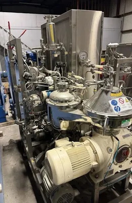 Westfalia CSC 6-06-476 hydro-hermetic clarifier skid, 316L SS.