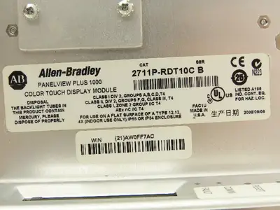 Allen Bradley 2711P-T10C6A1 HMI PanelView Plus 1000 Operator Control Panel Ser A