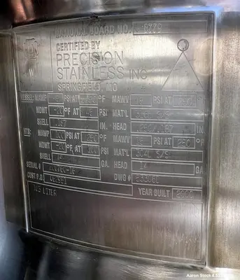 Used Stainless Steel Jacketed Tank with Removable Dished Top