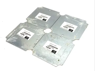 USED BUD INDUSTRIES STEEL INTERNAL PANEL 4.9"X4.9"X0.06" LOT OF 4
