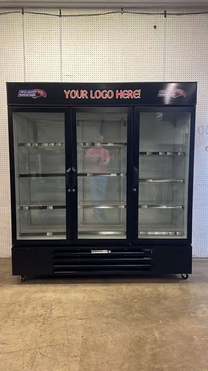 Used Beverage Air Used 2017 Beverage Air LV72HC-1-B Refrigerated Glass 3 Door Reach In Merchandiser Display Refrigerators Illinois US | Falcon Restaurant Supply #1373725