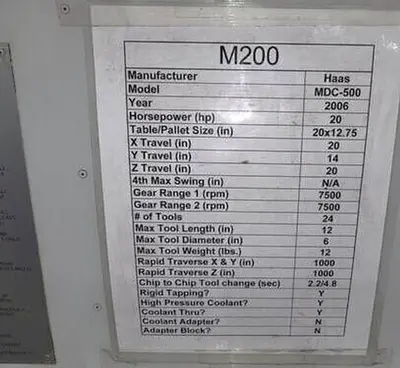 USED 2006 HAAS MDC-500 MILL DRILL CENTER