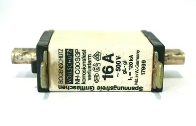 11 USED BOGENSCHUTZ NH-COOSGP FUSES 17999 16A 500V NHCOOSGP