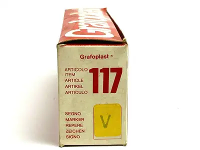 117 | Grafoplast  Wire Markers V Black on Yellow 10 Strips - New