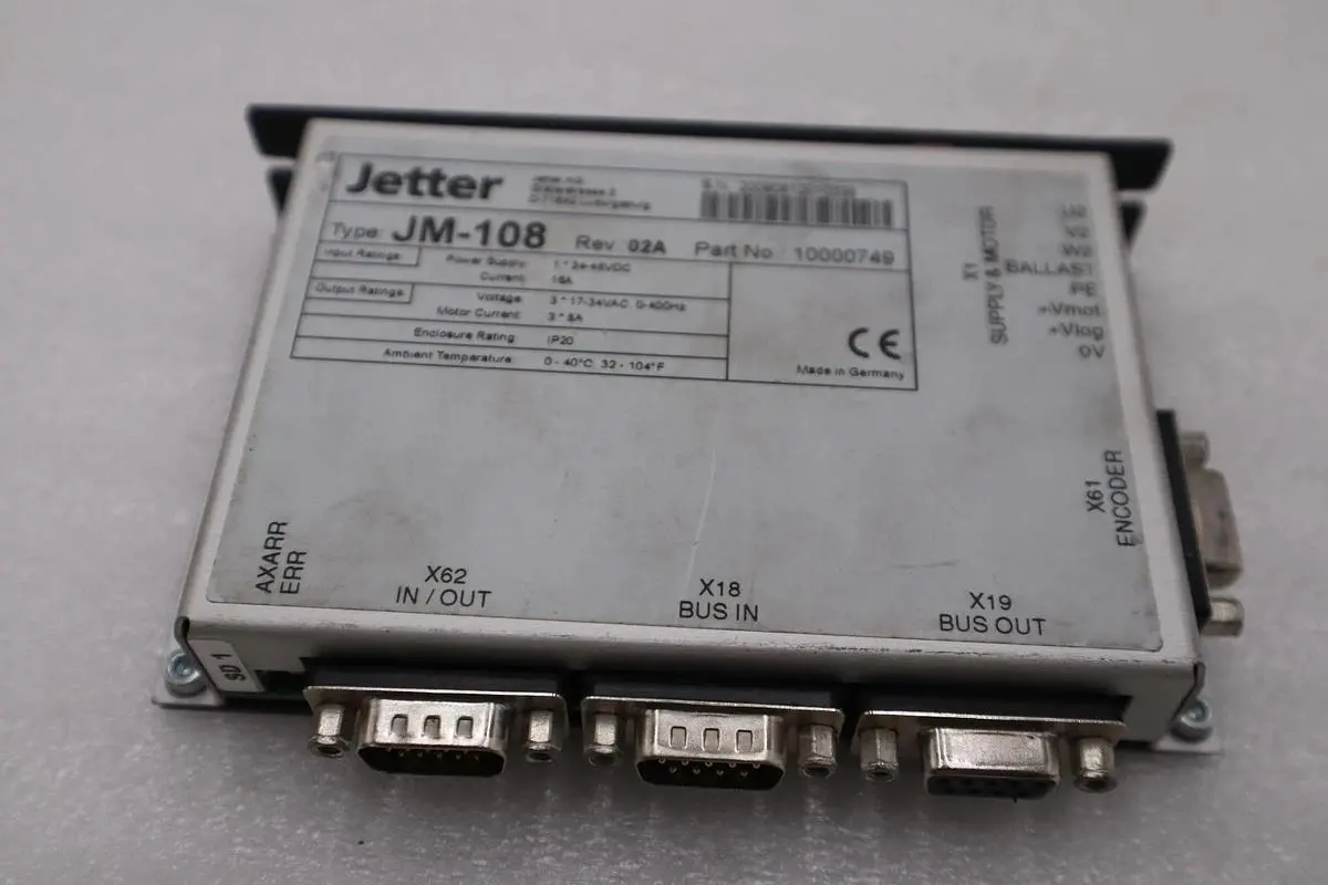 JETTER JM-108 REV 02A PART NO 10000749 Servo Drive STOCK H1070A