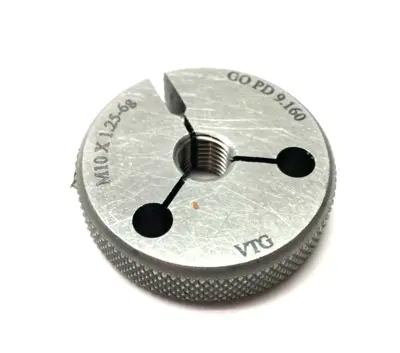 USED VERMONT GAGE THREADED RING GAUGE M10X1.25-6G GO PD 9.160
