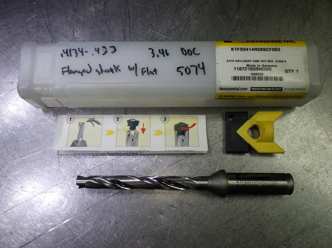 Kennametal .414" Coolant Thru 8xD Drill 5/8" Shank KTFS0414R08SCF063 (LOC2978D)