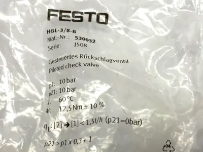 New | in-Stock Festo Piloted Check Valve G3/8, G1/4, 530032 Valves/Fittings Michigan US | Maverick Industrial Sales #1402927
