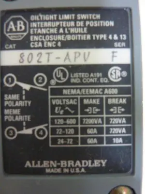 USED ALLEN BRADLEY 802T-APV SER F