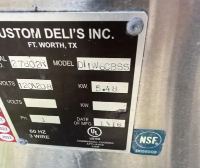 12-0070 Custom Deli’s 6 Foot Hot Case