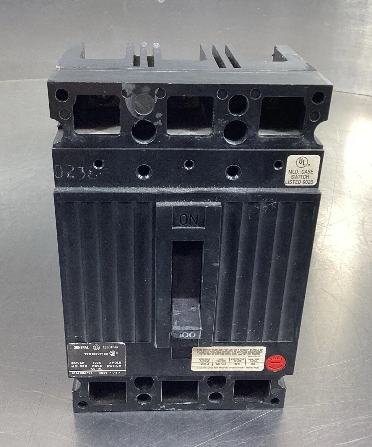 GE TED136YT100 Circuit Breaker 600VAC 100Amp 3Pole 4E-27