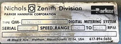 Parker Zenith 1.5 HP Gear Pump Extruder, Item # 1925