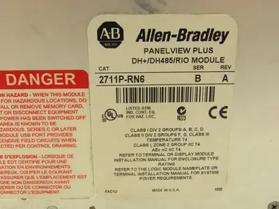 Allen Bradley 2711P-RN6 PanelView Plus DH+/DH485/RIO Module Ser B Rev A