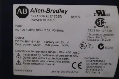Allen-Bradley 1606-XLE120EN AB 120W XLE POWER SUPPLY STK GF661