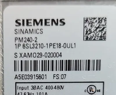 Siemens 6SL3210-1PE18-0UL1 Frequency Converter Loc1E2