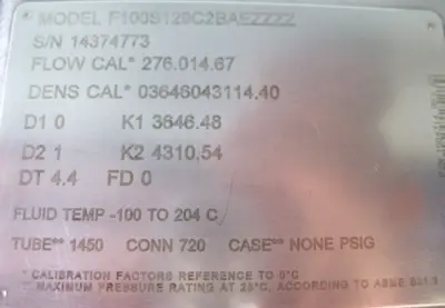 USED Micro Motion F100 S129C2BAEZZZZ