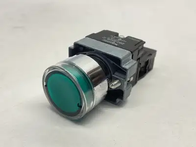 USED SCHNEIDER ELECTRIC METAL SERIES ILLUMINATED PUSHBUTTON GREEN 24V