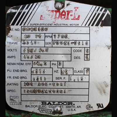 Baldor Super-E 40 HP Electric Motor