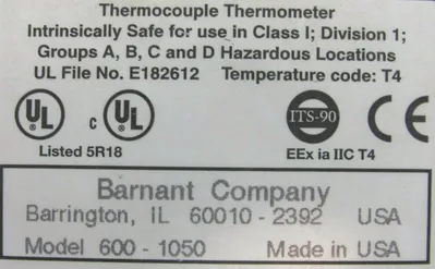 USED OMEGA HH11 THERMOCOUPLE THERMOMETER W/ BARNANT 600-1050 HP PRINTER