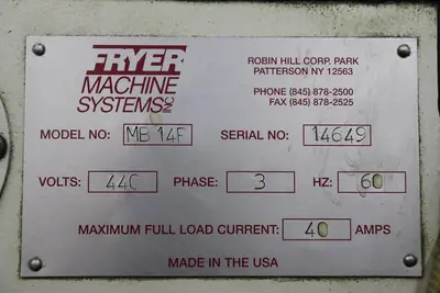 Used 2011 FRYER MB-14R Bed Type Mills Georgia US | The Equipment Hub #391295