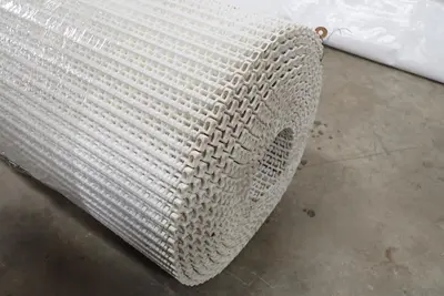 Approx. 20 ft of 24 in. wide Intralox conveyor belt, white color