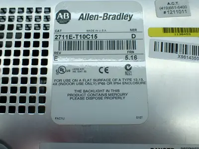 Used ALLENBRADLEY 2711ET10C15 Automation Control (HMI) Ohio US | HGR 24 #904418
