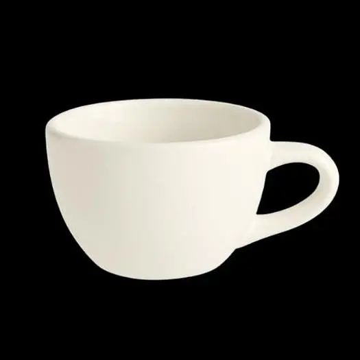 Acopa 7 oz. Ivory (American White) Rolled Edge Stoneware Coffee Cup / Mug - 36/Case