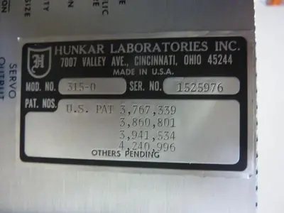 USED HUNKAR LABS 315-0