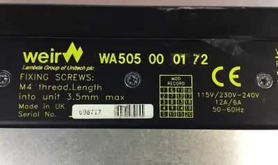 Weir WA505 00 01 72 Power Supply 110V 4E-13