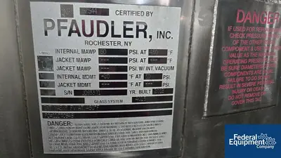 USED Pfaudler 600 Liter Pfaudler Glass Lined Receiver Tank, 50#