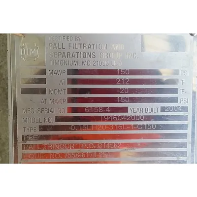 Used Pall Filtration Stainless Steel Cartridge Filter