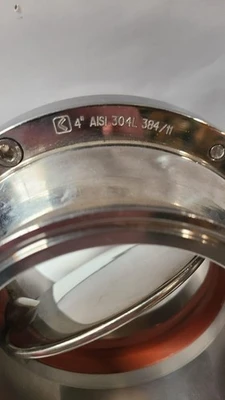 304L 4" AISI 384/11 MANUAL 2 POSITION BUTTERFLY VALVE Stainless Steel