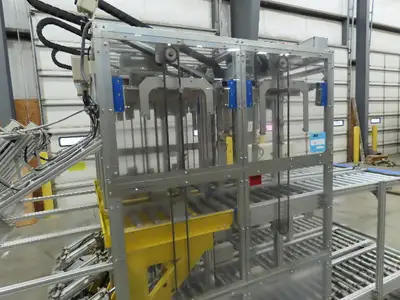 Basket Feeder Stacker 3-Row 14" Roller Conveyor Chain Drive Lift Stack System