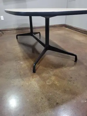 Office Table - 84 x 42 in Beige Laminate with Black Base