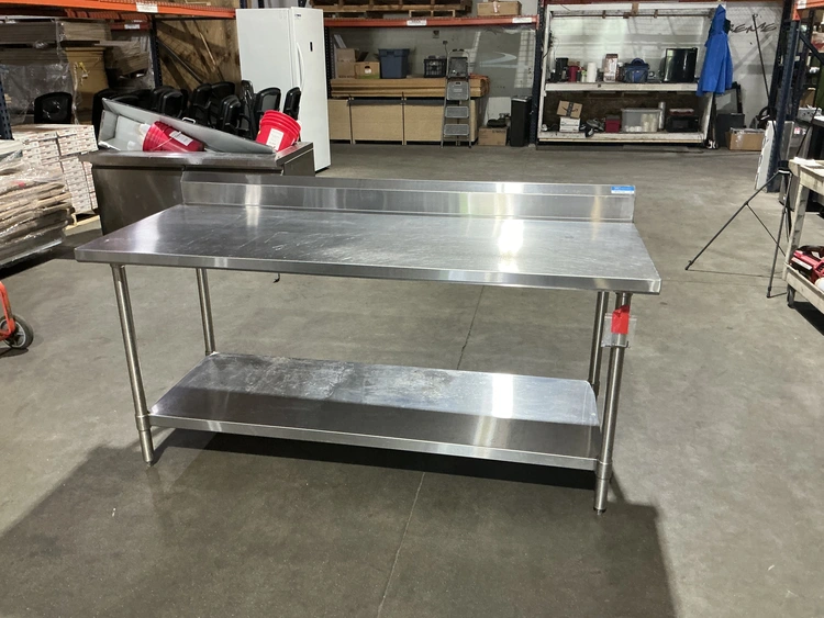Used BK RESOURCES SVTR5-7230 72 INCH STAINLESS STEEL WORK TABLE WITH BACKSPLASH Food Prep Tables Michigan US | Miedema Asset Management Group #1370162