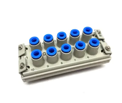 USED SMC MULTICONNECTOR PNEUMATIC MANIFOLD 6MM 10-PORT