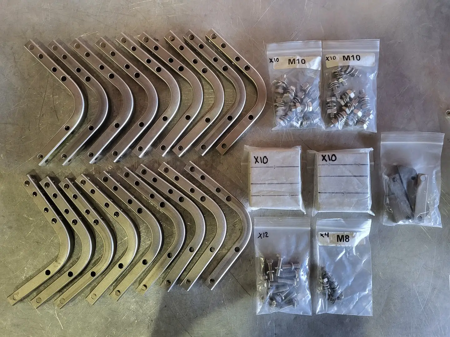 Set of Coplanar Mounting Brackets 18pcs, M10/M8 Nuts, Bolts, Washers
