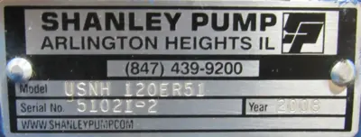 NEW SHANLEY PUMP USNH-120ER51 PUMP USNH120ER51