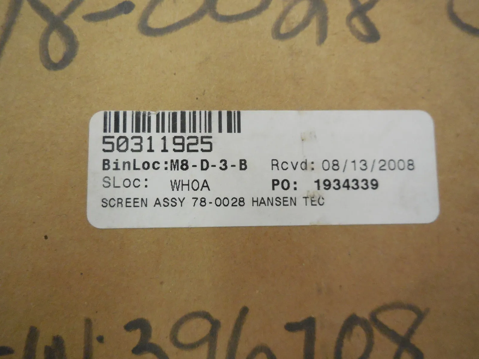 NEW HANSEN TECHNOLOGIES 78.0028 SCREEN ASSY. 780028