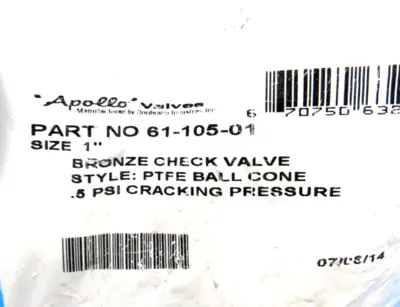 NEW APOLLO VALVES 61-105-01 BRONZE CHECK VALVE 6110501