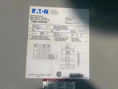 Eaton Cutler Hammer p48g11s25cub 25 kVA Single Phase Transformer Stock W-49