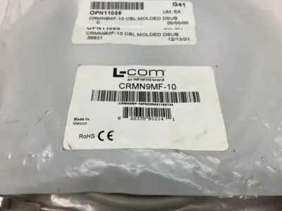 NEW L-COM MOLDED D-SUB CABLE REVERSIBLE HARDWARE MALE/FEMALE