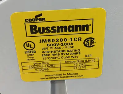 Used Bussmann JM60200-1CR Fuse Accessories | Palmetto Automation #1149629