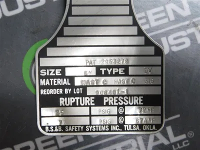 BS&B Safety Systems 6" 908481-1 Rupture Disc 85 PSIG @ 72°F 2953279