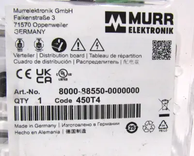 NEW MURR ELEKTRONIK 8000-88550-0000000 CONNECTOR 8000885500000000